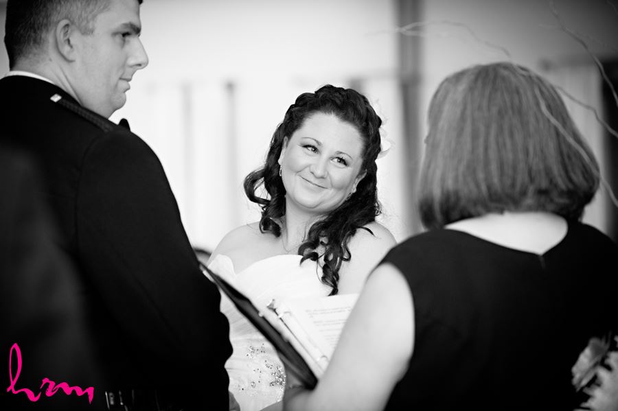 bride in a happy moment at ceremony in the old court house