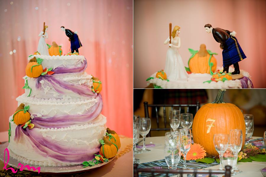 funny cake topper with pumpkins and baseball bat