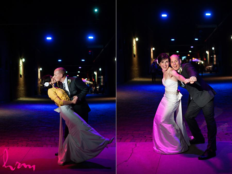 night time fun with bride and groom
