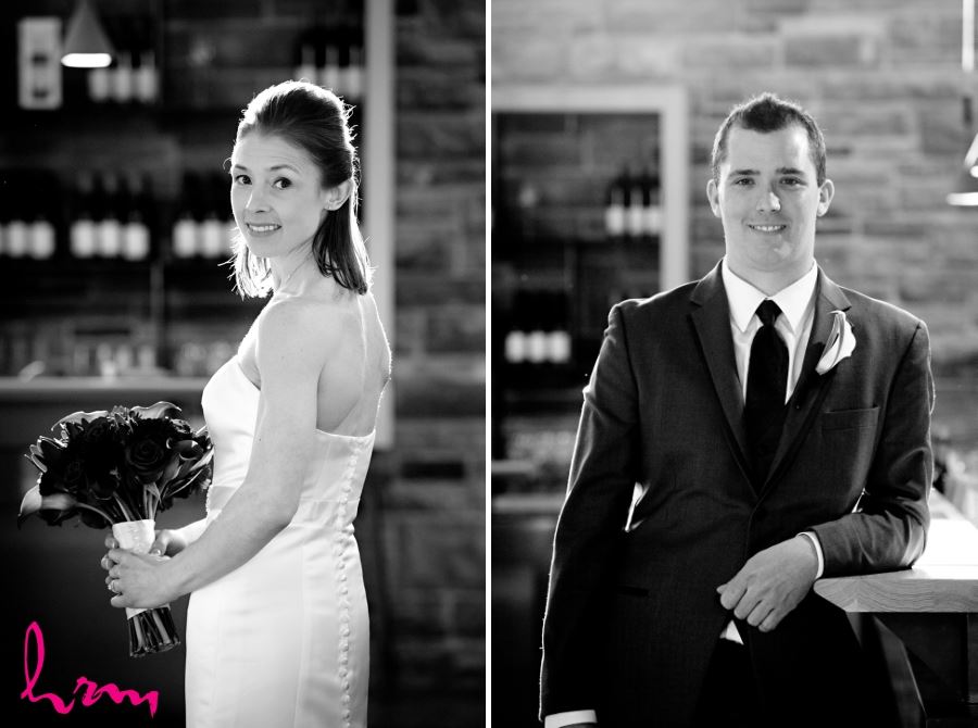 Bride and groom portraits black and white