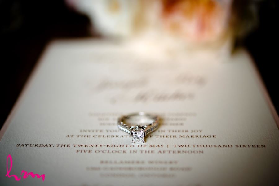 wedding ring on invitation