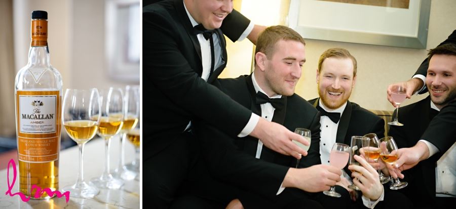 groom and groomsmen with scotch