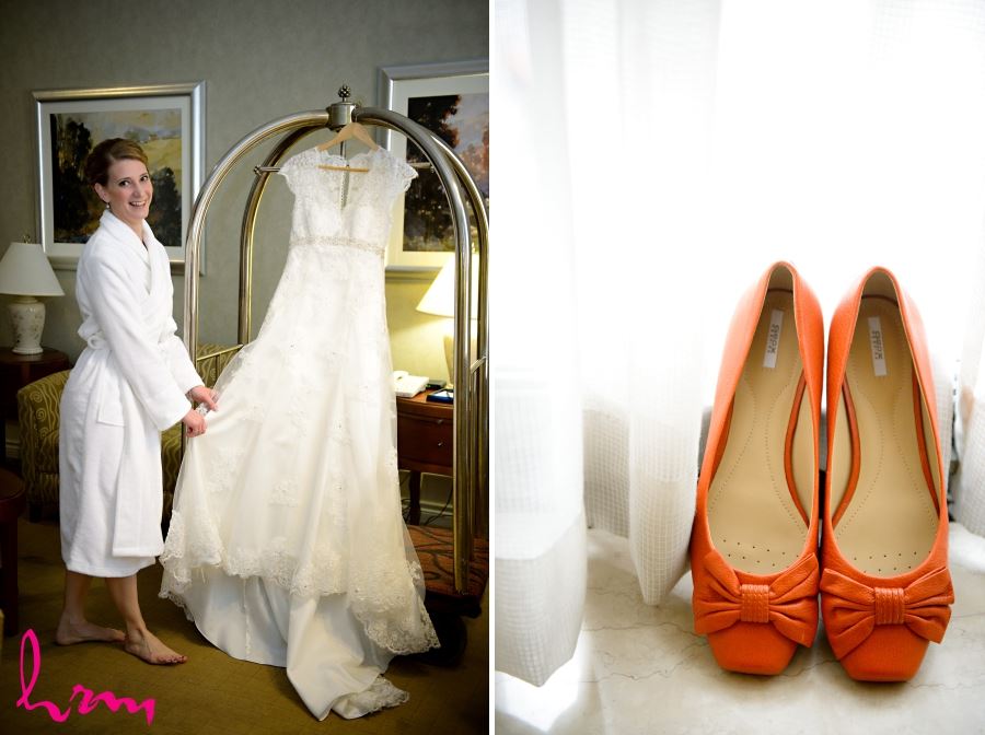 orange wedding shoes with bows