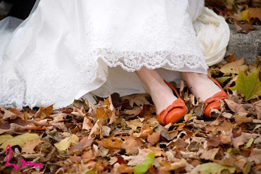 orange bridal wedding shoes for fall wedding
