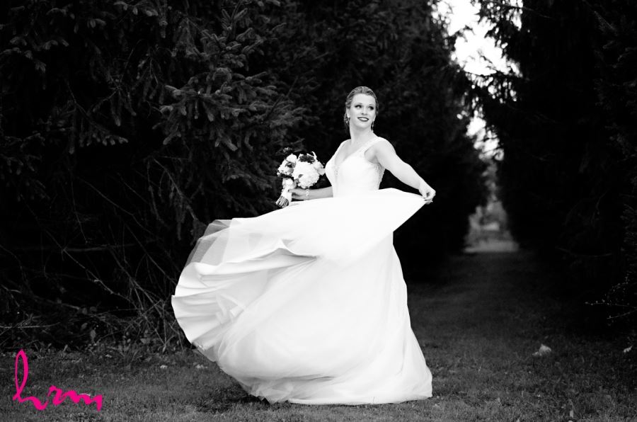 bride twirling in dress