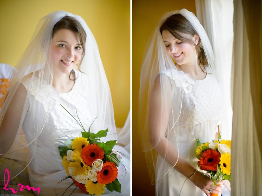 bride in front of window