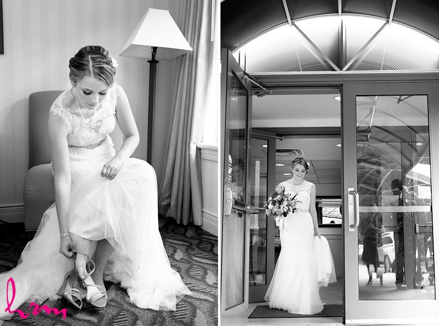 Black and white pictures of Claude getting ready for wedding taken by London Ontario wedding photographer