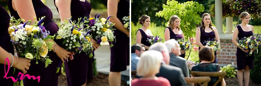 Photos of bridesmaids during wedding ceremony taken by London Ontario Wedding Photographer