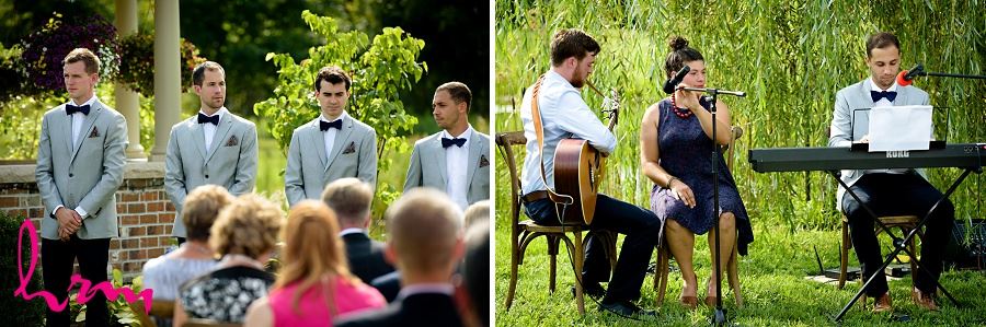 Photos of groomsmen during wedding ceremony taken by London Ontario Wedding Photographer