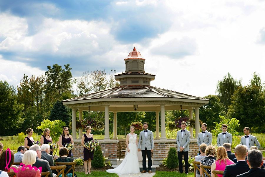 Bride and groom at outdoor wedding taken by London Ontario Wedding Photographer