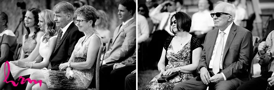 Black and white photo of wedding guests taken by HRM Photography London Ontario Wedding Photographer