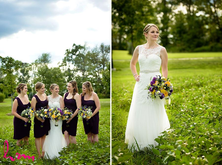 Photo of bride in field by London Ontario Wedding Photographer