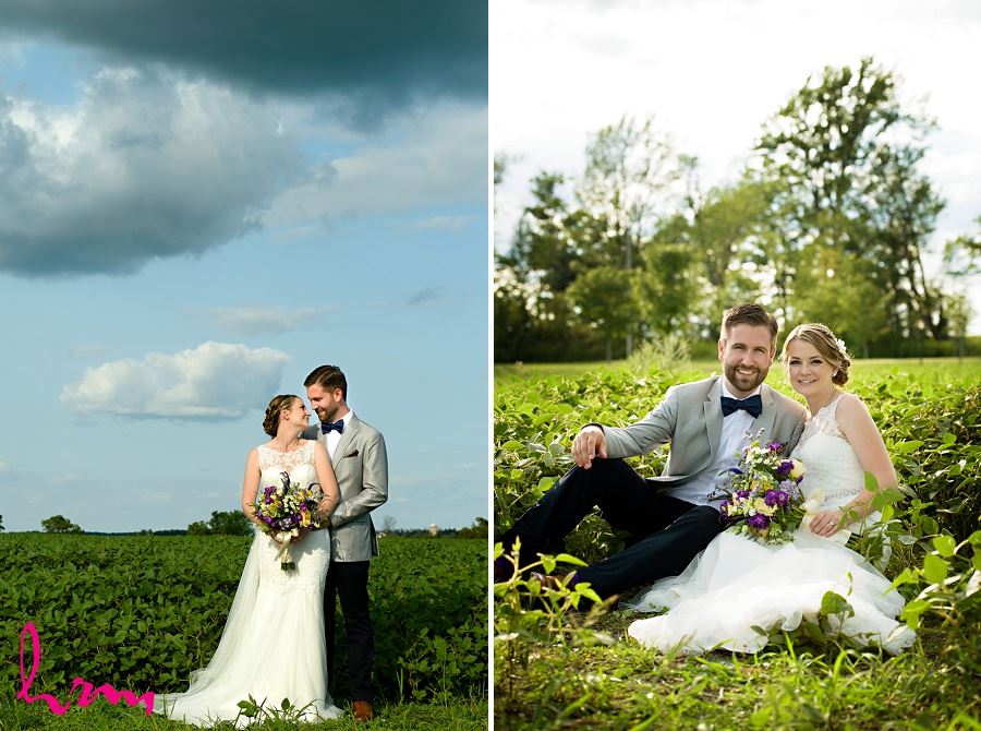 Photo of bride and groom in field by London Ontario Wedding Photographer HRM Photography