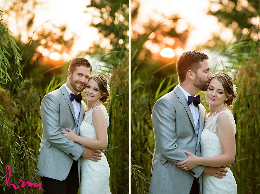 Photos of bride and groom with setting sun by HRM Photography London Ontario Wedding Photographer