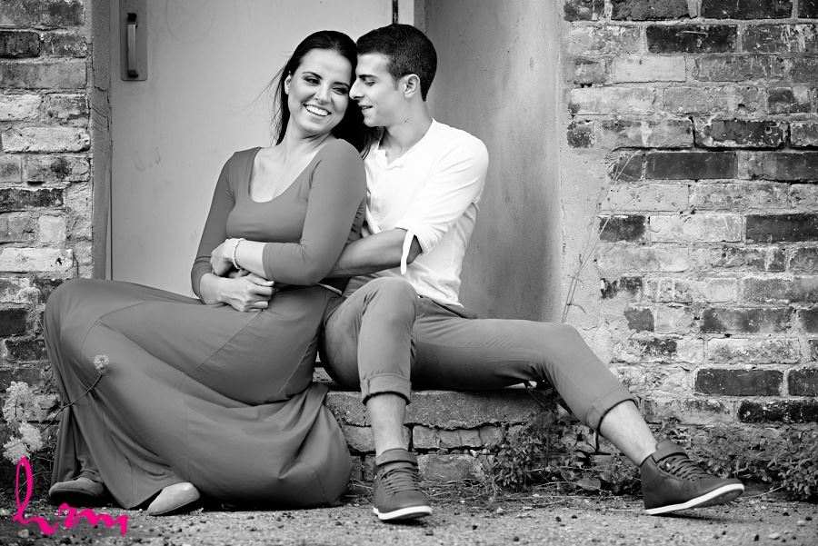 Black and white photos of Jessica and Ahmad taken by London Ontario engagement photographers HRM Photography