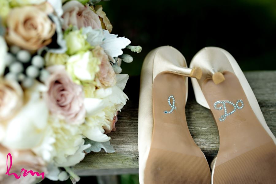 I Do written on bottom of wedding bridal shoes
