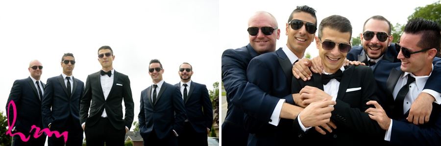 Groomsmen in black and white with sunglasses