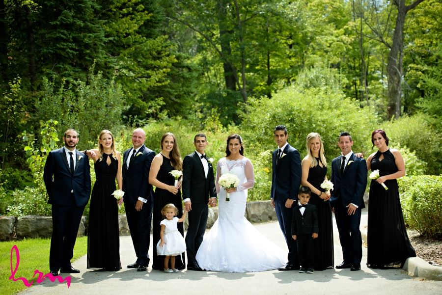 Wedding party in black and white at Springbank Park london ontario