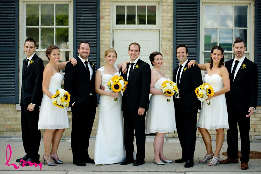 wedding party black white and yellow