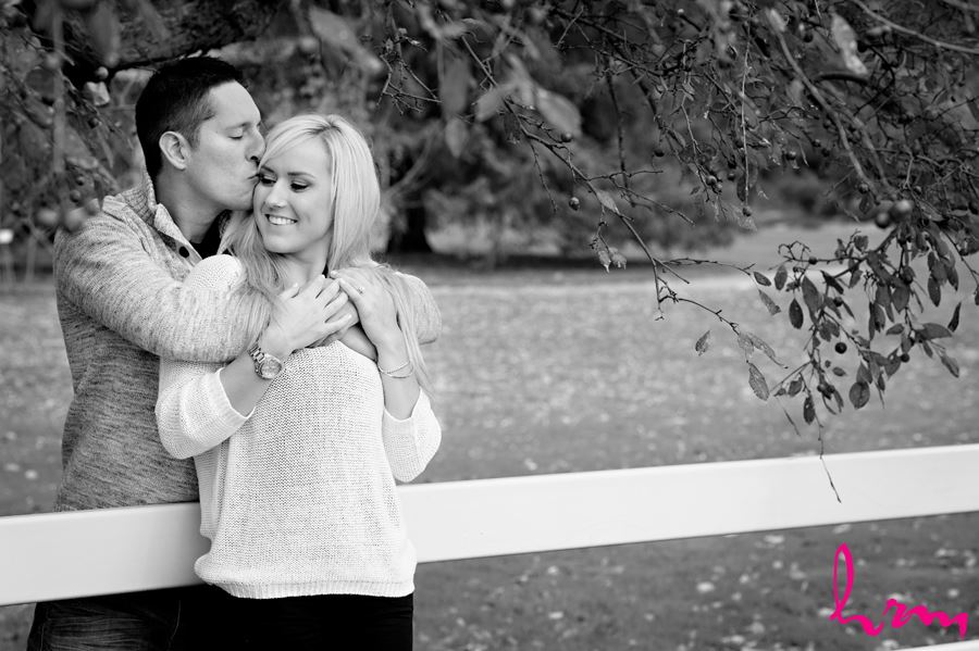 Black and white photo of engaged couple in London Ontario