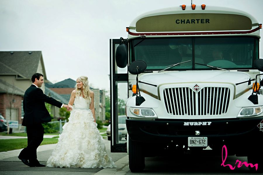 Wedding photography London Ontario wedding bus