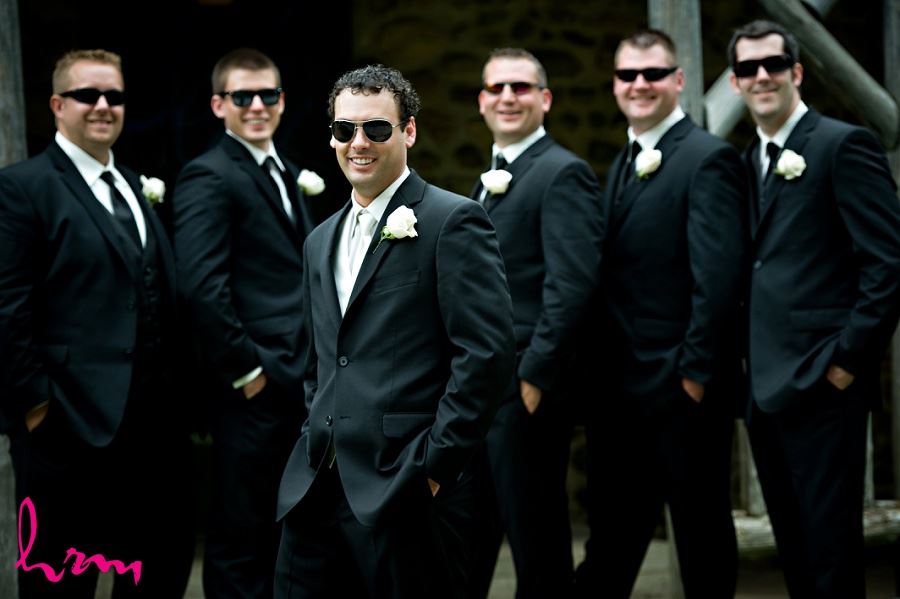 Groomsmen in sunglasses taken by London Ontario wedding photographer