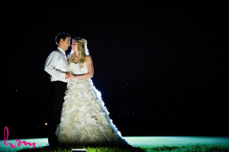 Nighttime photo of bride and groom taken by London Ontario Wedding Photographer