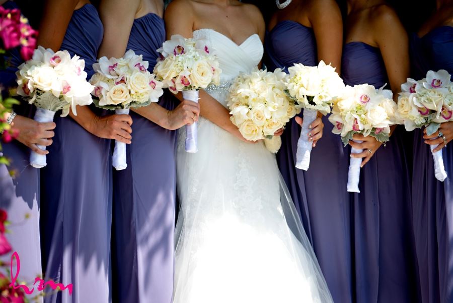 bridal and bridesmaids bouquets orchids roses