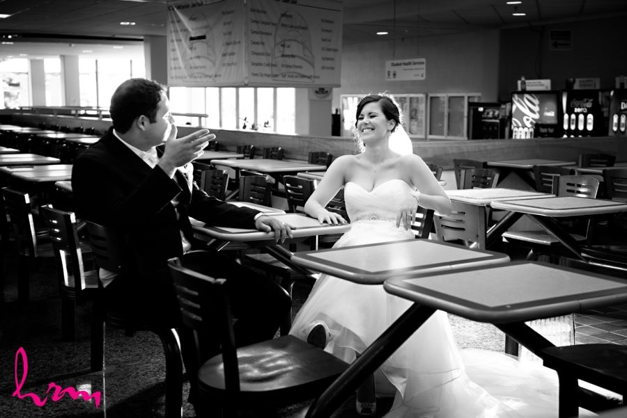 bride and groom wedding day ucc cafeteria western university london