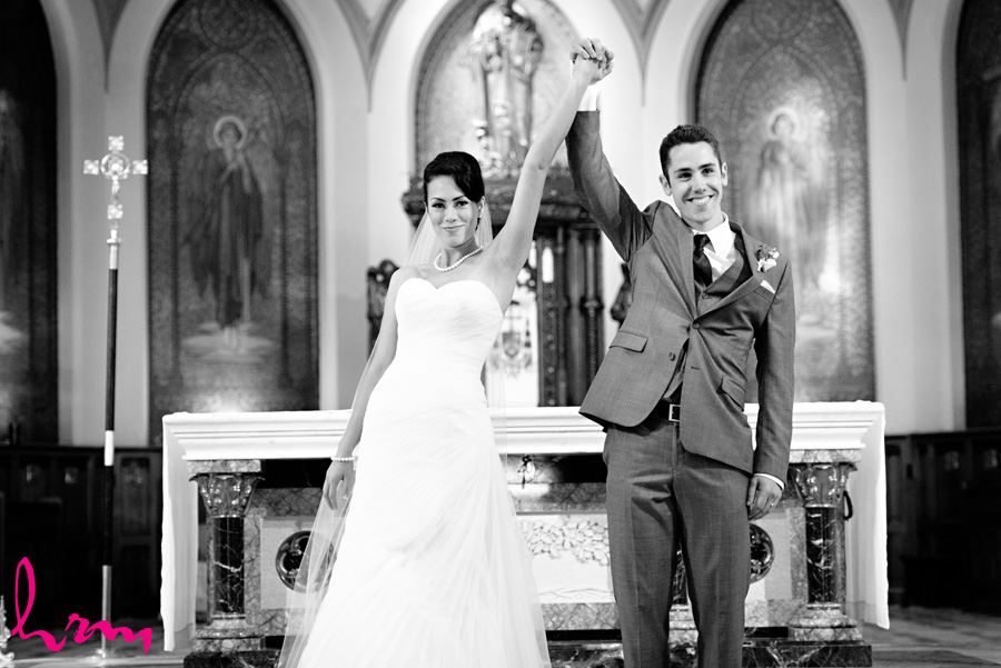 Celebrating after the ceremony at St. Peter's Cathedral London ON Wedding Photography