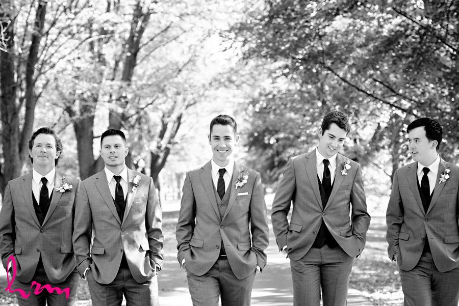 Black and white Groomsmen outside St. Peter's Cathedral London ON Wedding Photography