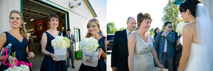 Greeting guests at Heeman Greenhouses London ON Wedding HRM Photography