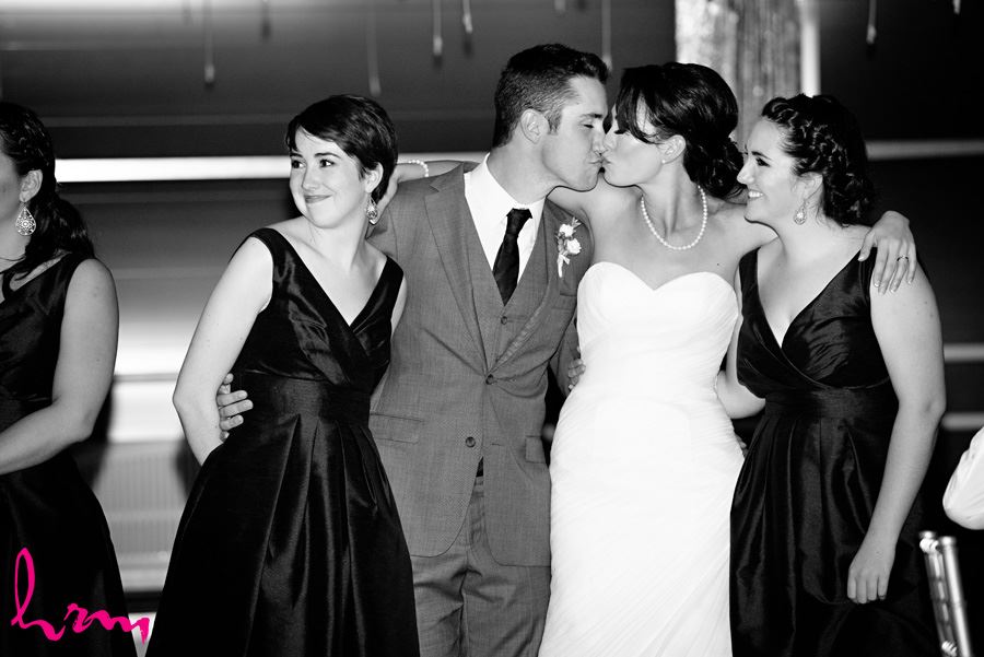 Geneviève and Will with groom's sisters Heeman Greenhouses London ON Wedding Photography