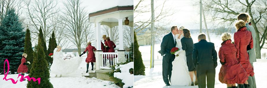 winter wedding family candids outside