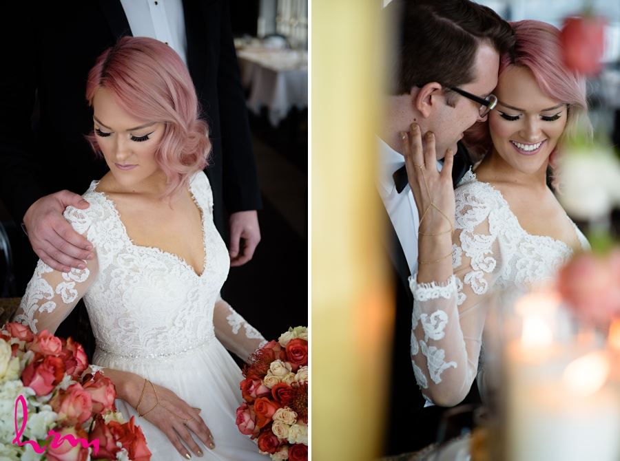 bride pink hair wedding day styled shoot