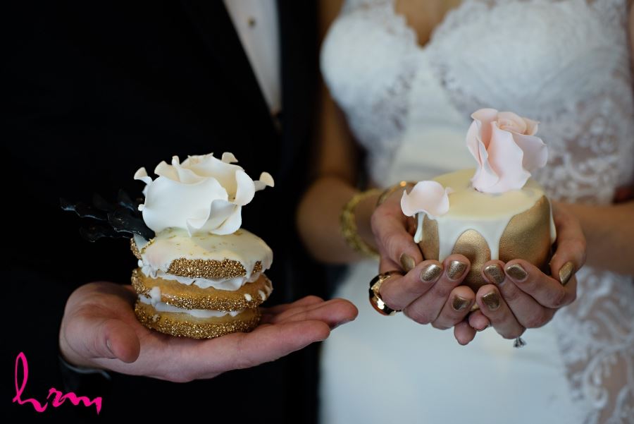 gold deserts mini cakes wedding day
