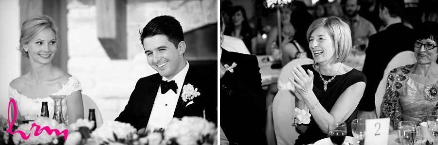 Black and white photo of Toasts at Bellamere Winery Event Centre London ON Wedding Photography