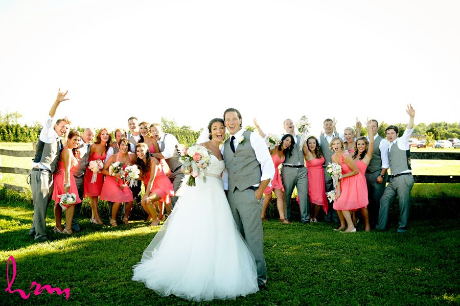 Bridal party cheers at Purple Hill Country Farms London ON Wedding HRM Photography