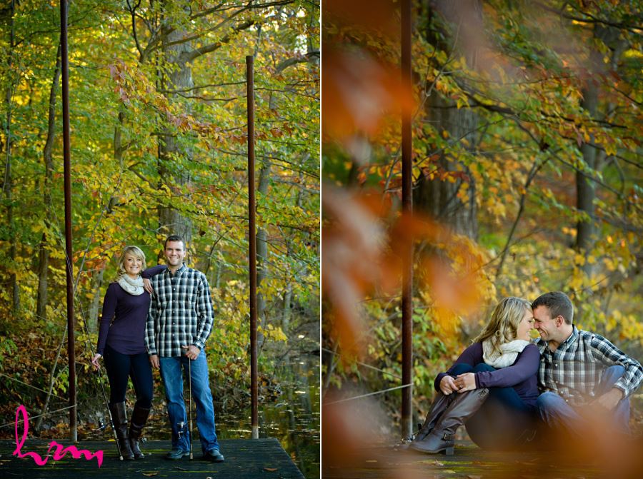 Fall engagement session in wooded area