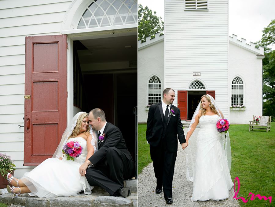 Mallory + Will outside The Old St. Thomas Church St. Thomas ON Wedding Photography