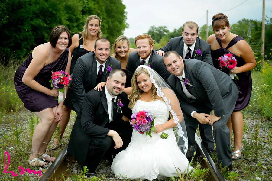 Bridal party outside CASO Railway Station St. Thomas ON Wedding HRM Photography