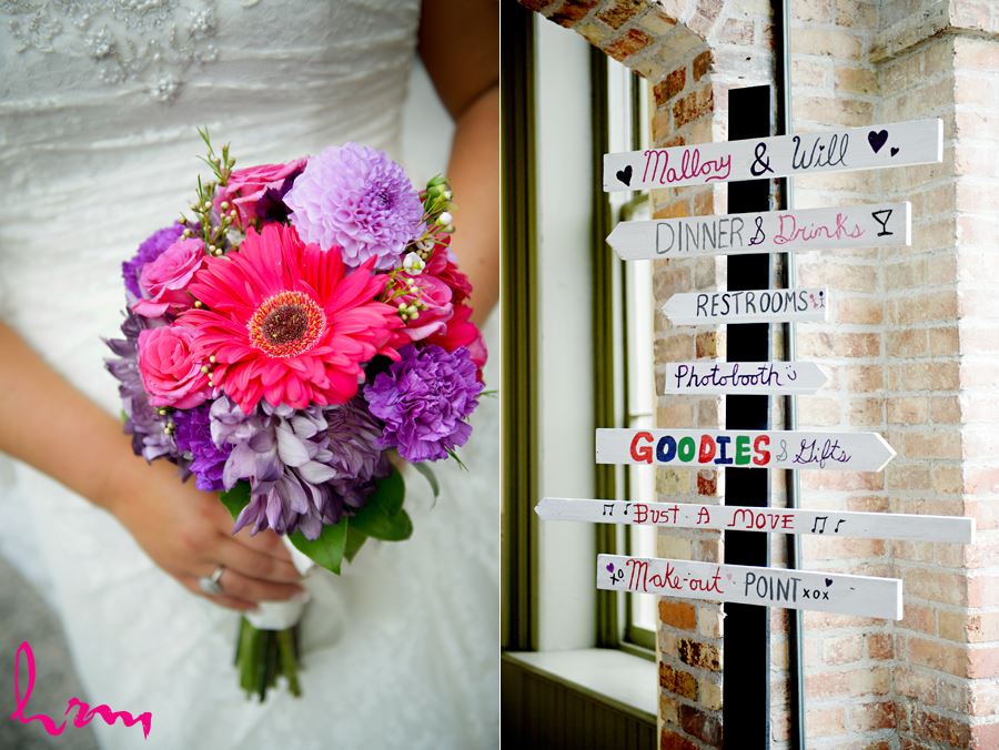 Signs to Mallory and Will's wedding at CASO Railway Station St. Thomas ON Wedding Photography