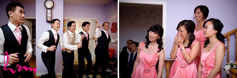 Michael and groomsmen dance before wedding Toronto ON Wedding Photography