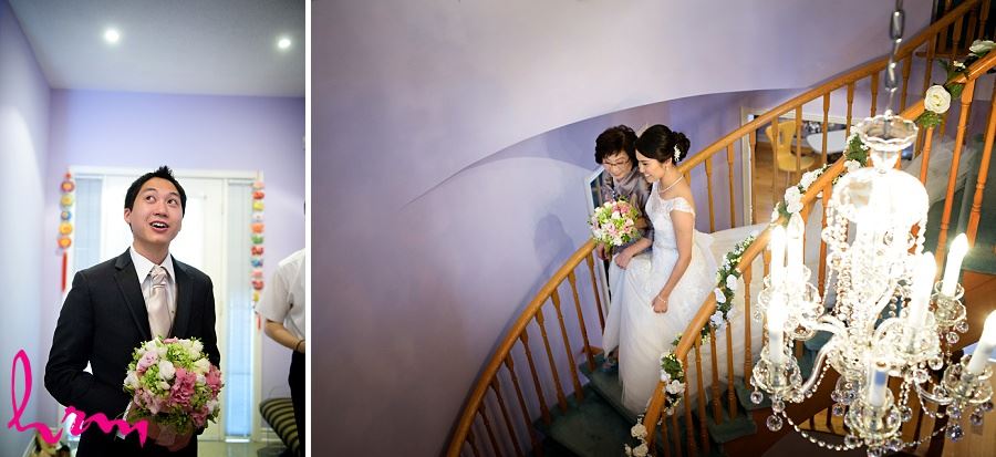 Natalie walking down stairs Toronto ON Wedding Photography