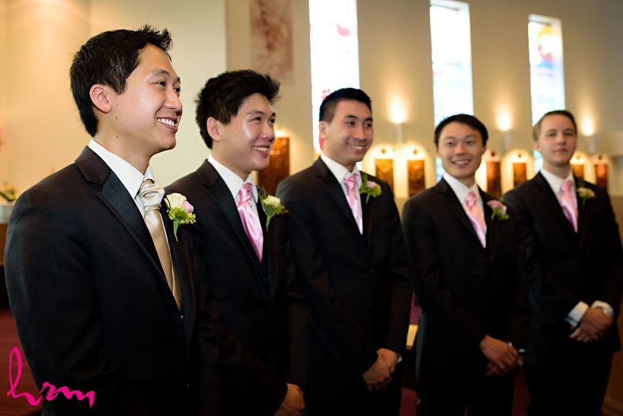 Michael and groomsmen at Chinese Martyrs Catholic Church Toronto ON Wedding Photography