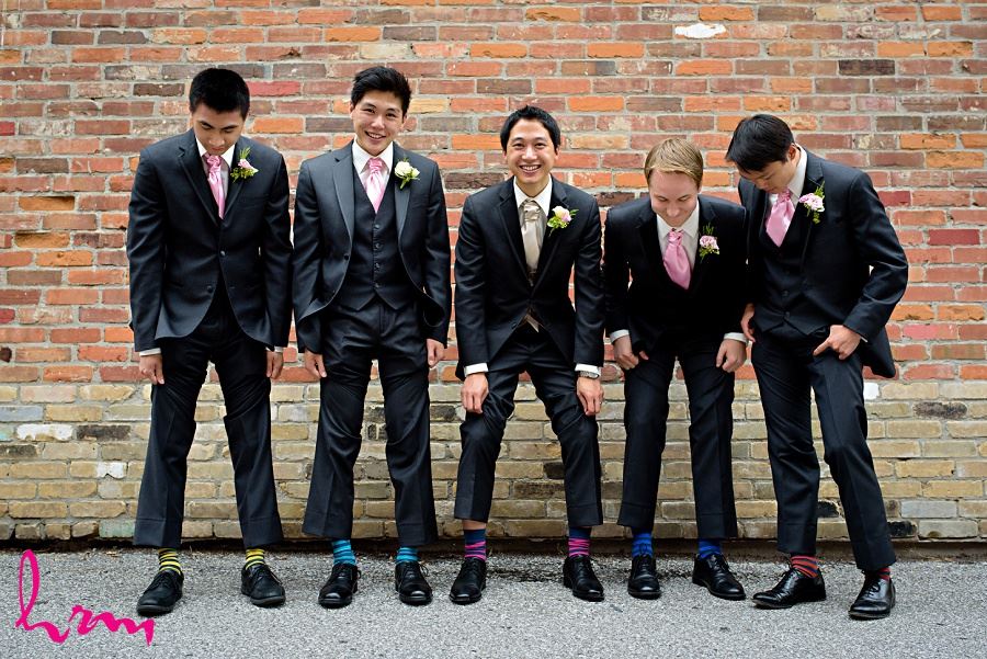 Groomsmen with colourful socks in Unionville Toronto ON Wedding Photography