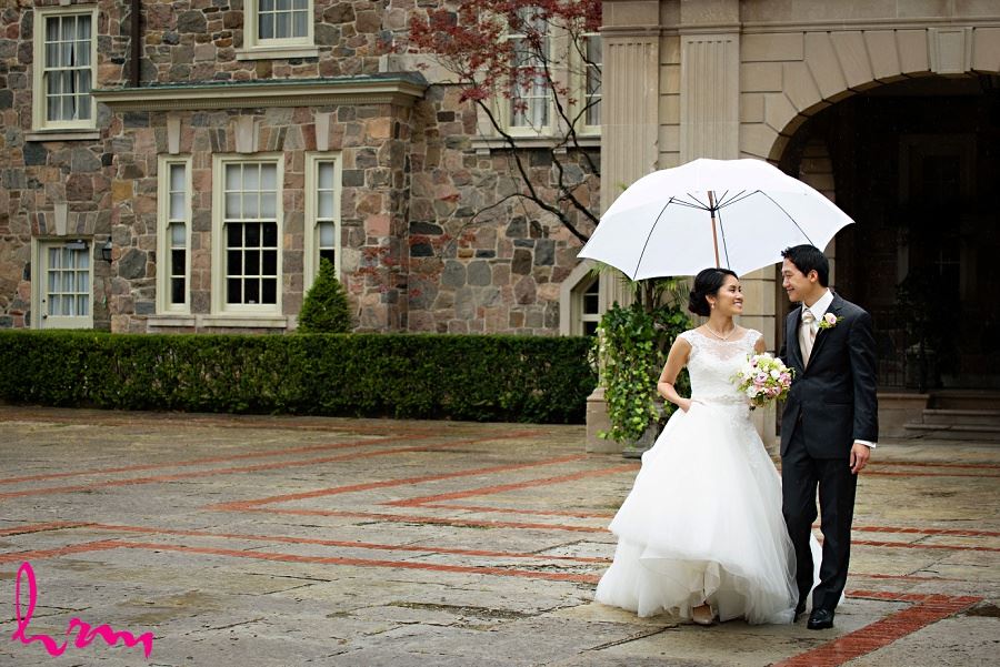 Natalie + Michael outside Graydon Hall Manor Toronto ON Wedding HRM Photography