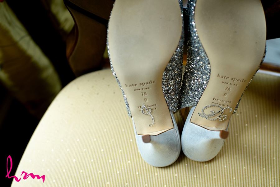 Kate Spade wedding day bridal shoes with silver sequins
