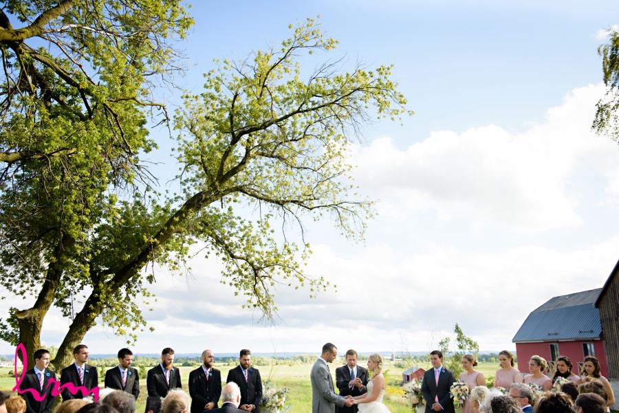 Outdoor farm wedding ceremony Waterdown Ontario photography