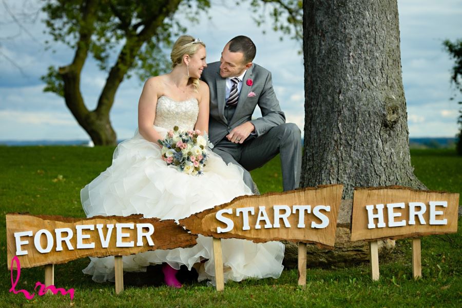 Forever Starts Here wooden wedding day sign